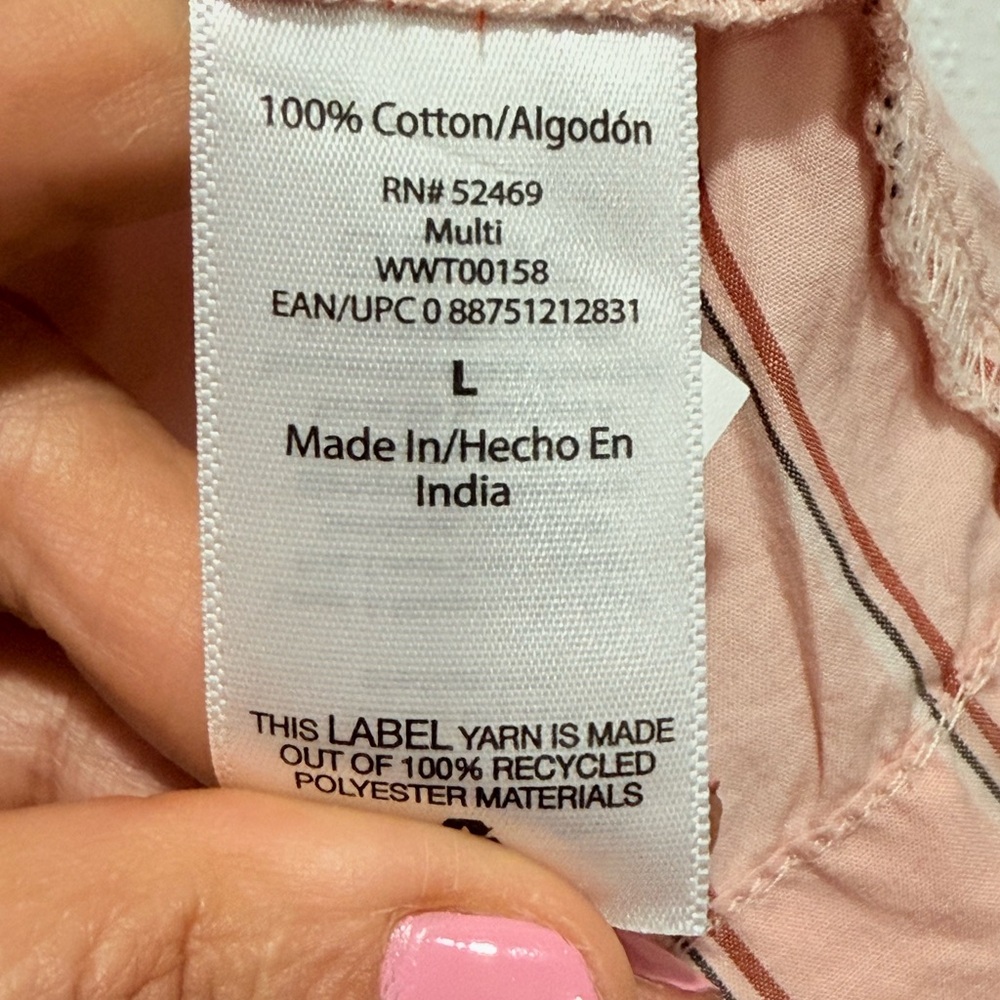 Free Assembly‎ 100% cotton Blush Pink Striped wrap Blouse L - Picture 2 of 11